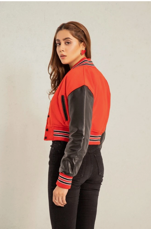 Cropped Jacket Varsity Letterman Crop Jackets for Women Sublimated Jacket