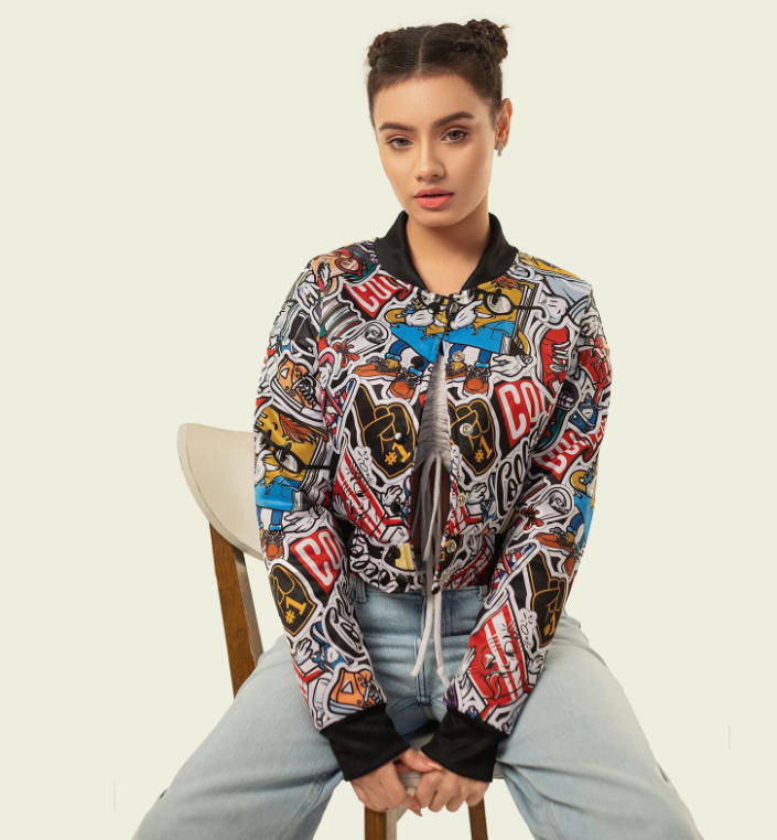 Cropped Jacket Varsity Letterman Crop Jackets for Women Wool Body Leather Sleeve