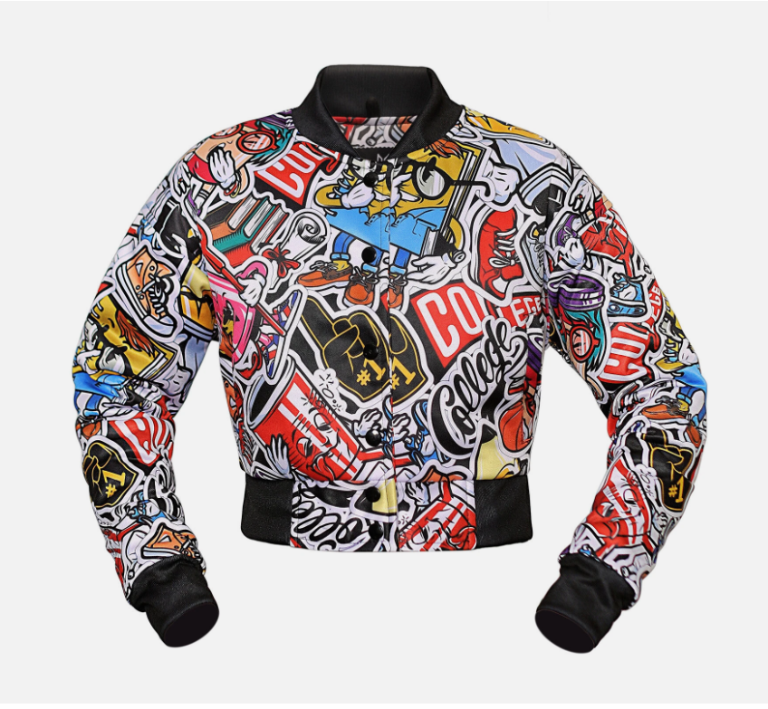 Cropped Jacket Varsity Letterman Crop Jackets for Women Wool Body Leather Sleeve