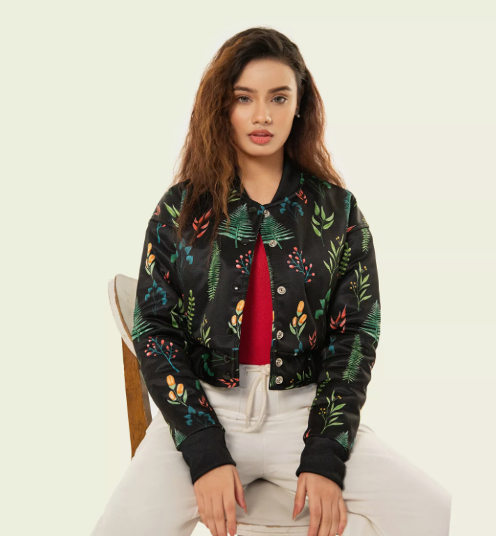 Cropped Jacket Varsity Letterman Crop Jackets for Women Wool Body Leather Sleeve