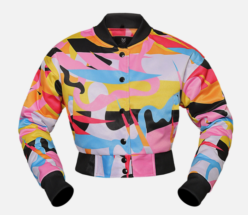 Cropped Jacket Varsity Letterman Crop Jackets for Women Wool Body Leather Sleeve