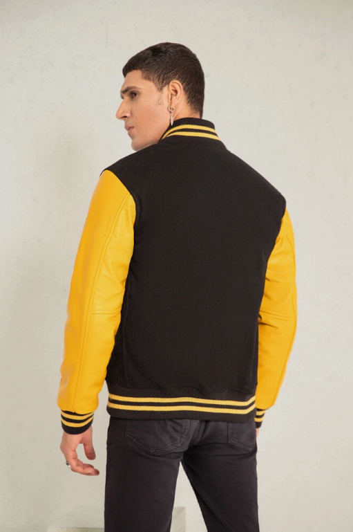 Unisex Varsity Jacket Baseball Letterman Jackets Wool Body Real Leather Sleeves