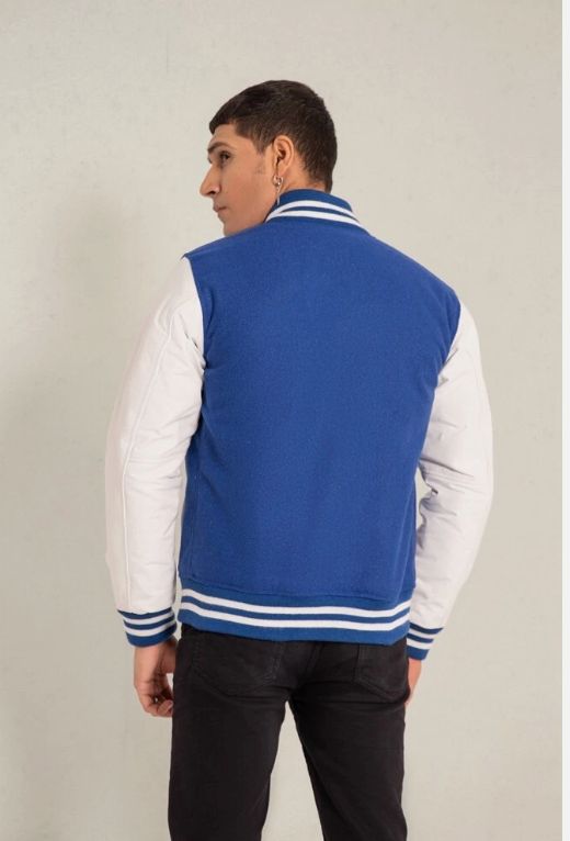 Unisex Varsity Jacket Baseball Letterman Jackets Wool Body Real Leather Sleeves