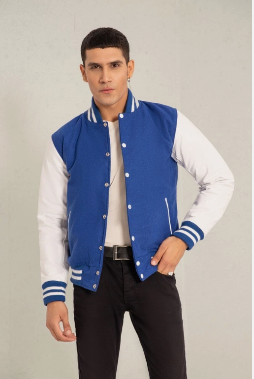 Unisex Varsity Jacket Baseball Letterman Jackets Wool Body Real Leather Sleeves