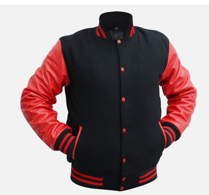 Unisex Varsity Jacket Baseball Letterman Jackets Wool Body Real Leather Sleeves