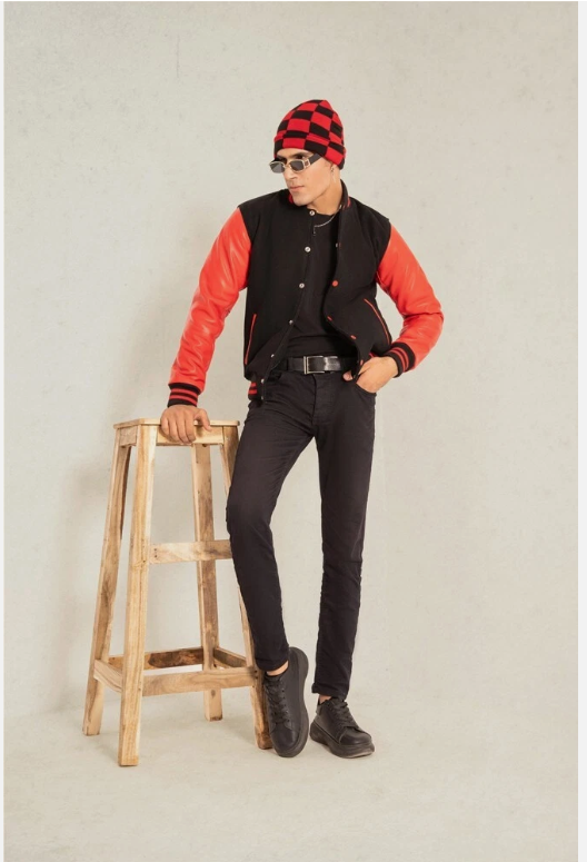 Unisex Varsity Jacket Baseball Letterman Jackets Wool Body Real Leather Sleeves