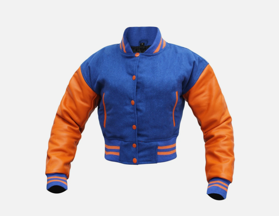 Share Cropped Jacket Varsity Letterman Crop Jackets for Women Wool Body Leather Sleeve