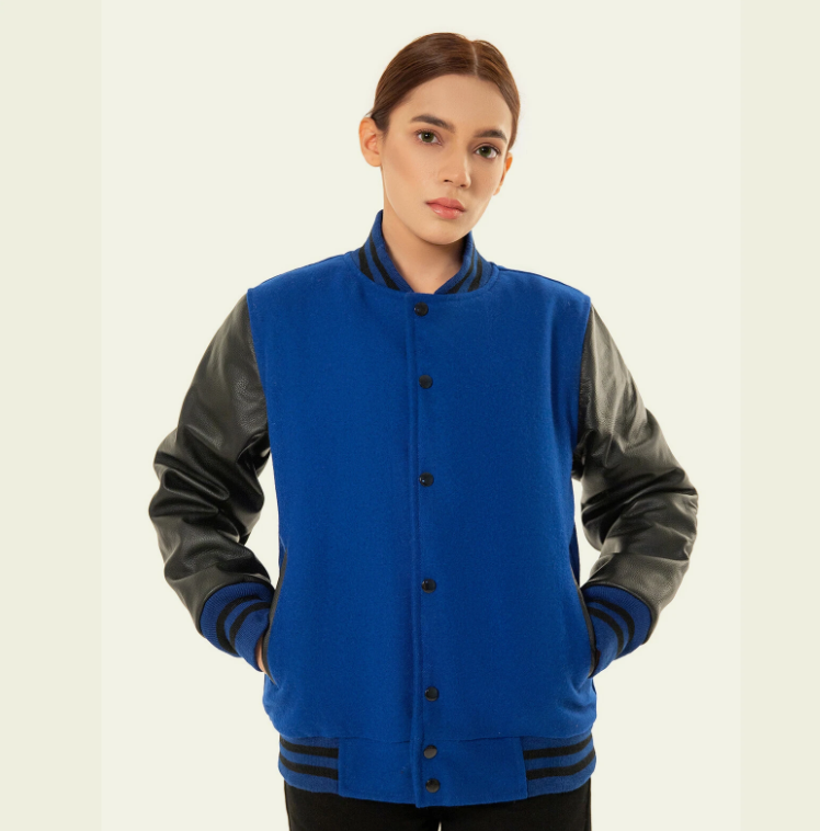 Unisex Varsity Jacket Baseball Letterman Jackets Wool Body Real Leather Sleeves