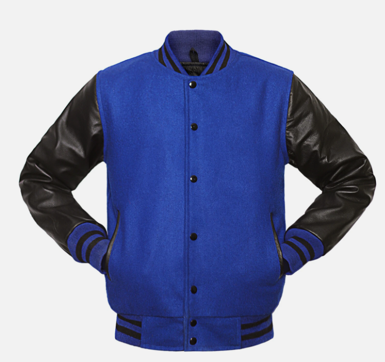 Unisex Varsity Jacket Baseball Letterman Jackets Wool Body Real Leather Sleeves