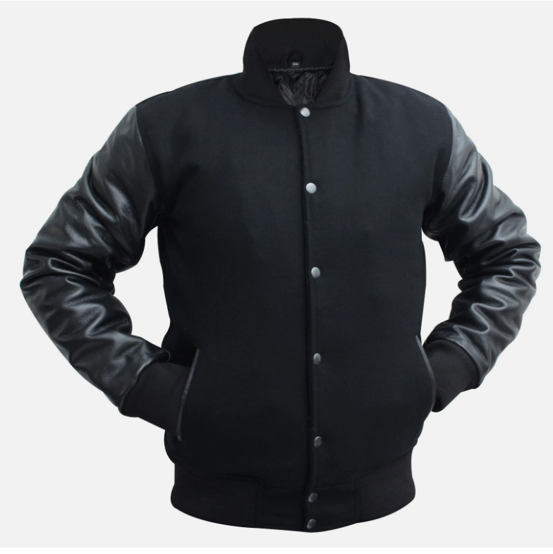 Unisex Varsity Jacket Baseball Letterman Jackets Wool Body Real Leather Sleeves