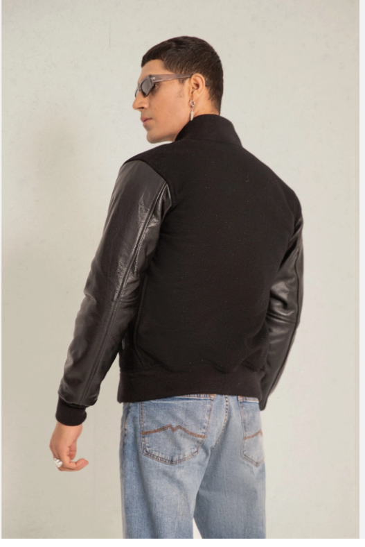 Unisex Varsity Jacket Baseball Letterman Jackets Wool Body Real Leather Sleeves