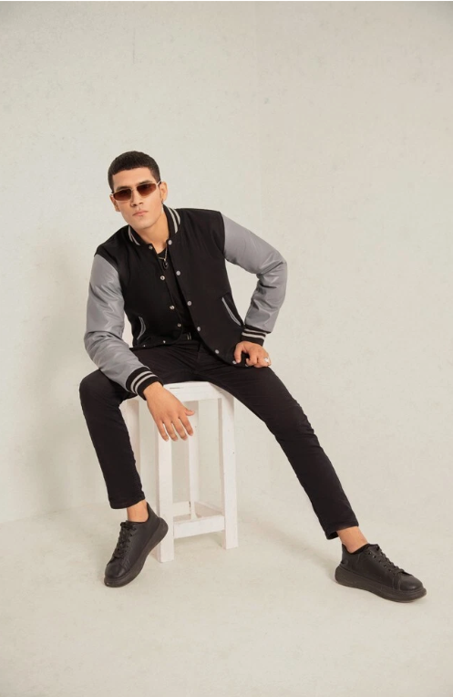 Unisex Varsity Jacket Baseball Letterman Jackets Wool Body Real Leather Sleeves