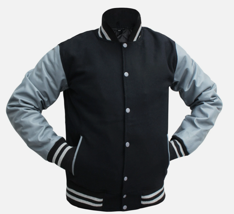 Unisex Varsity Jacket Baseball Letterman Jackets Wool Body Real Leather Sleeves