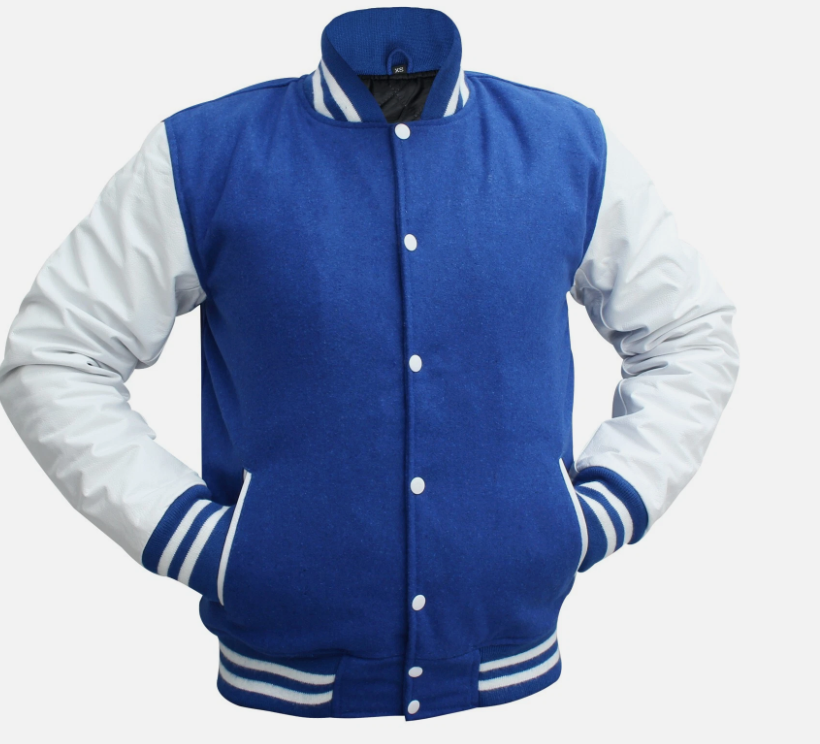 Unisex Varsity Jacket Baseball Letterman Jackets Wool Body Real Leather Sleeves