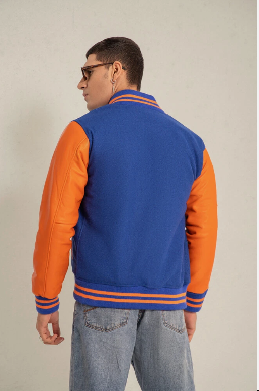 Unisex Varsity Jacket Baseball Letterman Jackets Wool Body Real Leather Sleeves