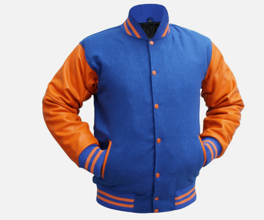 Unisex Varsity Jacket Baseball Letterman Jackets Wool Body Real Leather Sleeves